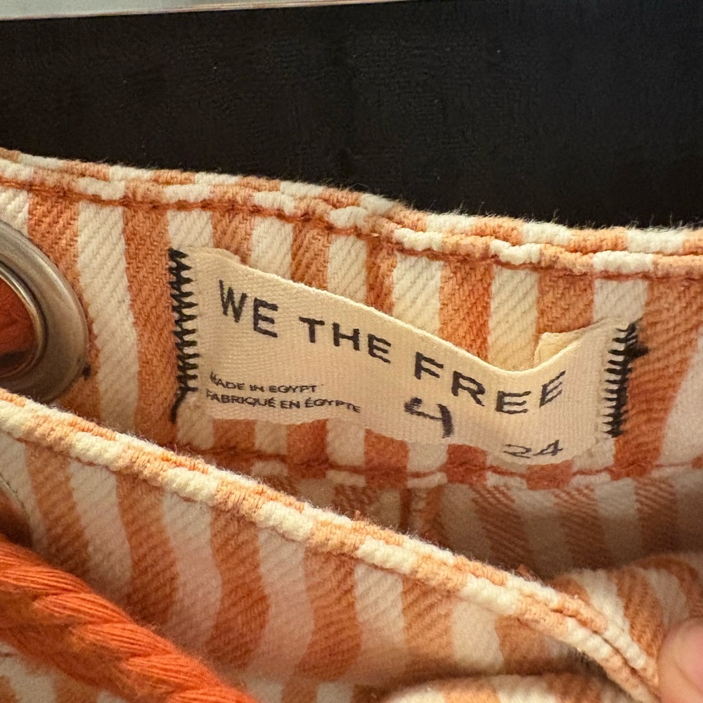 Free People We The Free Moxie Railroad Low-Slung Jeans 24 Color: Citrus NWT - Picture 6 of 7
